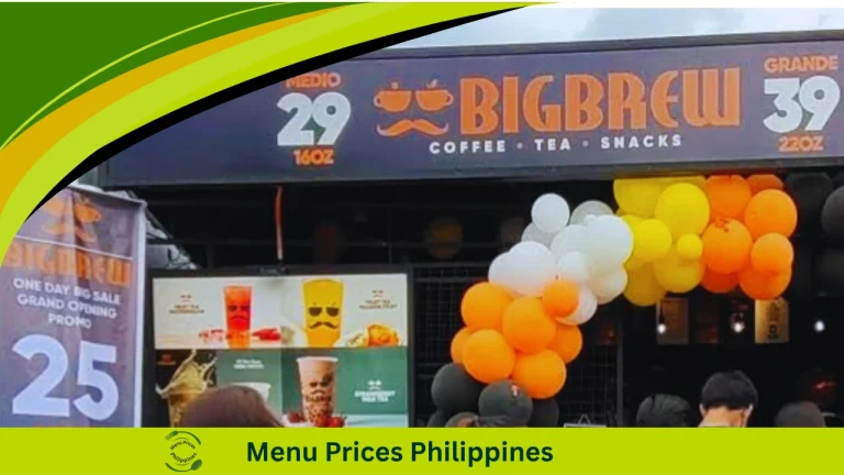 Big brew menu with Prices in Philippines