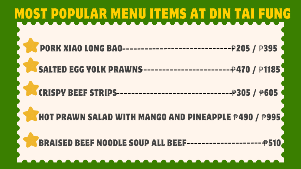 Din Tai Fung Menu With Prices In The Philippines 2 Most Popular Menu Items At Din Tai Fung