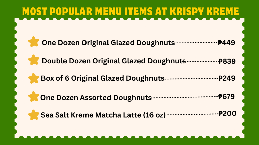 Krispy Kreme Menu With Prices In The Philippines 2 Most Popular Menu Items At Krispy Kreme