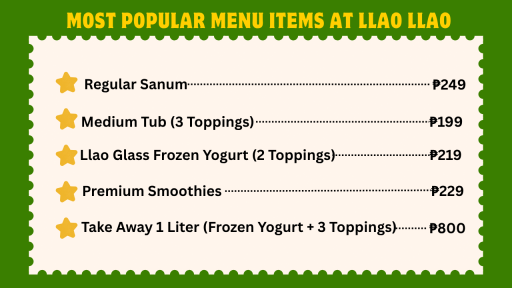 LLao LLao Menu With Prices In The Philippines 2 Most Popular Menu Items At LLao LLao