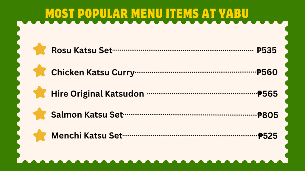 Yabu Menu With Prices In The Philippines 2 Most Popular Menu Items At yabu