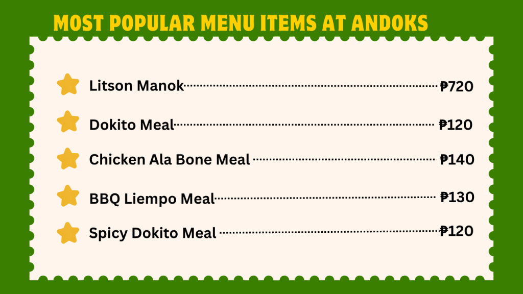Andoks Menu With Prices In The Philippines 2 Most Popular Menu items at Andoks