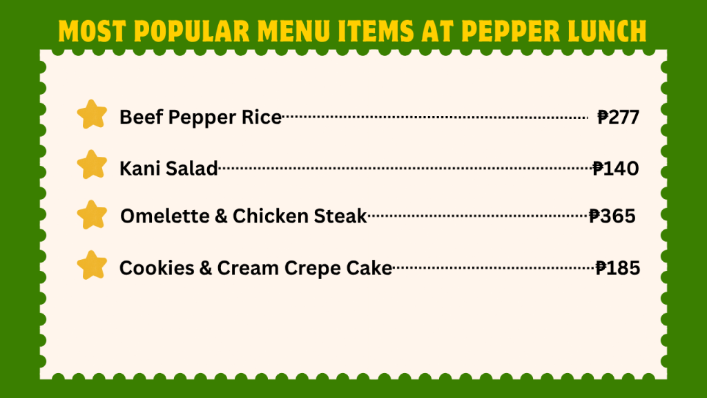 Pepper Lunch Menu With Prices In The Philippines 2 Most Popular Menu items at Pepper Lunch